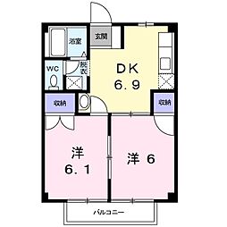 ニューシティーSI 2DKの間取図画像