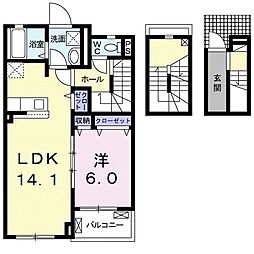 カーサフォレスト1 1LDKの間取図画像