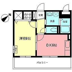 ジャルダン 1DKの間取図画像