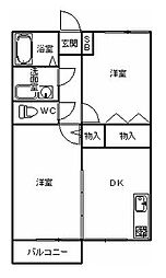 ビュー金上　Ｃ 1階2DKの間取り