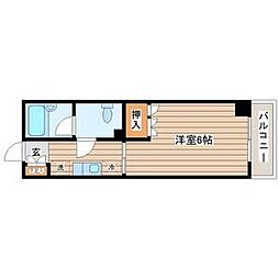 サンパレスシカマ 4階1Kの間取り