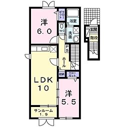 エチュード 2LDKの間取図画像