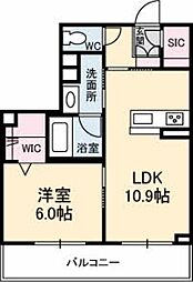 アブニールS 1LDKの間取図画像