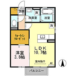 リエート中春日 1LDKの間取図画像