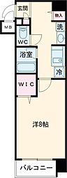 辻が花 1Kの間取図画像