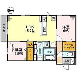 ラベルメール鳳 2LDKの間取図画像