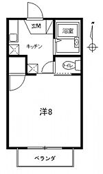 ラクーンハイムA 1Kの間取図画像
