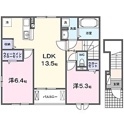 ファミール問田 2LDKの間取図画像
