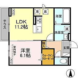 ラピスラズリ 1LDKの間取図画像