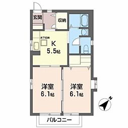 グリーンパルク 2Kの間取図画像