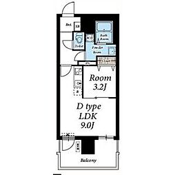 サンライズ本町 9階1LDKの間取り