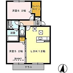 門司港レトロおおくぼの森A 2LDKの間取図画像