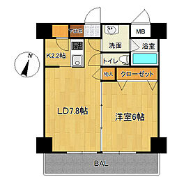 レガーロけやき通り 1LDKの間取図画像