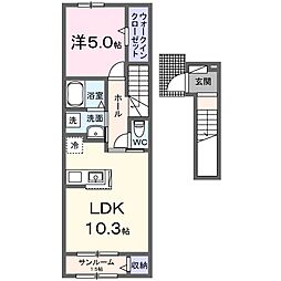 イーグル 2階1LDKの間取り