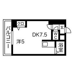 ミラバ澄川 6階1DKの間取り