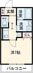 クレリア神戸 1Kの間取図画像