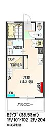 すまいる13番館 2階ワンルームの間取り
