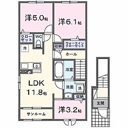 アンソレイエ高浜1 2SLDKの間取図画像