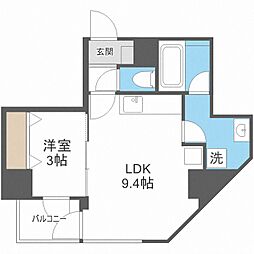 M.hills南森町 1LDKの間取図画像