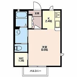 ディアスビーネ高田 1Kの間取図画像