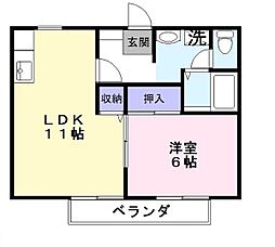 サン・アムール 1LDKの間取図画像