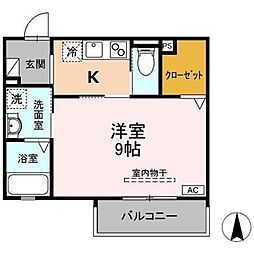 JR東海道本線 浜松駅 バス6分 遠鉄バス　小沢渡線/武道館東下車 徒歩1分の賃貸アパート 1階1Kの間取り