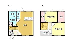 カンパニア西の土居 2LDKの間取図画像