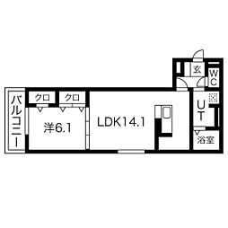 サンフェリーチェB 1LDKの間取図画像