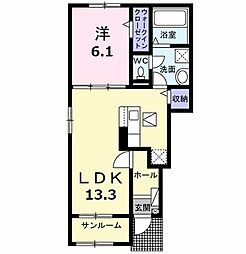 フレンズ久保 A 1LDKの間取図画像