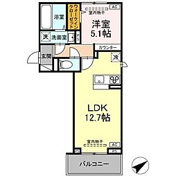 セレスティア天神 1LDKの間取図画像