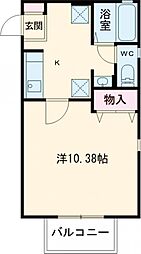 エアフォルク新田東I番館 1階1Kの間取り