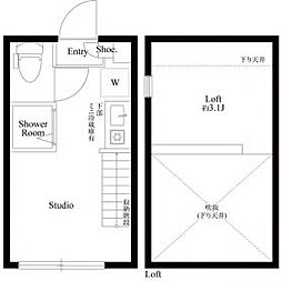 ハーモニーテラス上高井戸IV 2階ワンルームの間取り