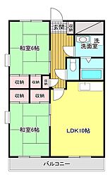 東山ハウス2 2LDKの間取図画像