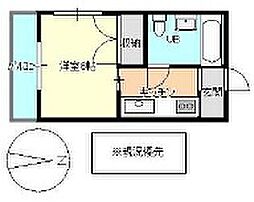 おおいたリバーサイドビル 3階1Kの間取り