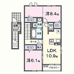 サンリッツ元吉田 2LDKの間取図画像