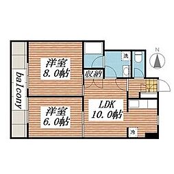 パセール青柳 2LDKの間取図画像