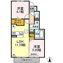 エンジェルコートB 2LDKの間取図画像