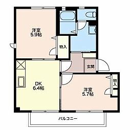 フォレストエバーINNE 2DKの間取図画像
