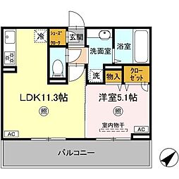 アーバンコート長嶺南 1LDKの間取図画像