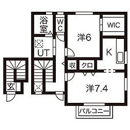 ファンハウスレンテ 2Kの間取図画像