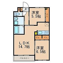 フォルツァドットミユ 2LDKの間取図画像