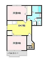 ストーンヒル3 2DKの間取図画像