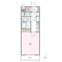 カスタリア勾当台公園 1Kの間取図画像