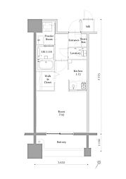 エンクレスト呉服町 1Kの間取図画像