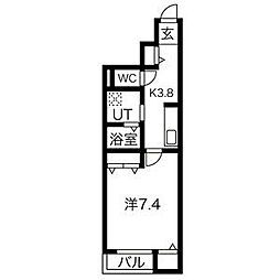 エクセルシャトー名取 1Kの間取図画像