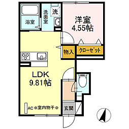 ポルトボヌール浜田 1LDKの間取図画像