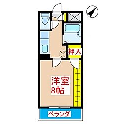 ハイアット21中央 1Kの間取図画像