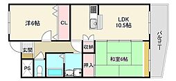 K'Sガーデン住吉2 2LDKの間取図画像