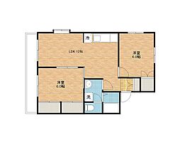 蘭ビル 2LDKの間取図画像