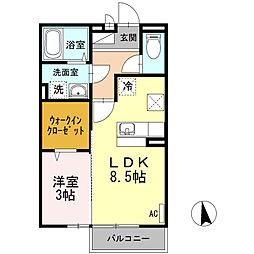 ボヌールドゥー 1LDKの間取図画像